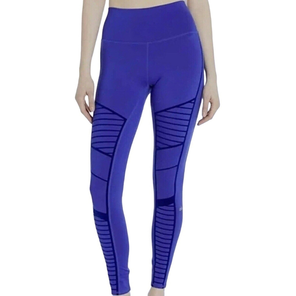 ALO Yoga High Waist Flocked Moto Legging in Sapphire Size XS - Picture 7 of 8